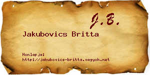 Jakubovics Britta névjegykártya
